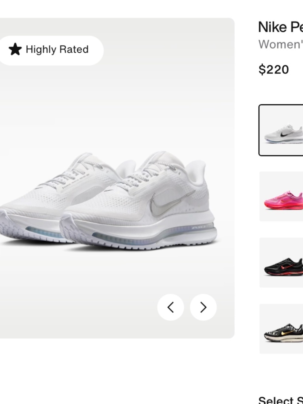 Nike Pegasus Premium Running Shoes White Gray Silver - Women's Size 8.5 EU 40